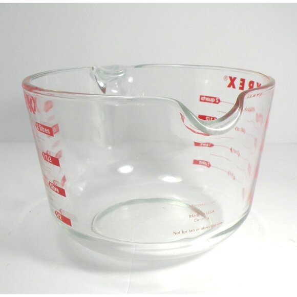 PYREX RARE Red  Vintage All Capital Letters 2 Quart / 8 Cup Glass PYREX Large Gl - Picture 6 of 11
